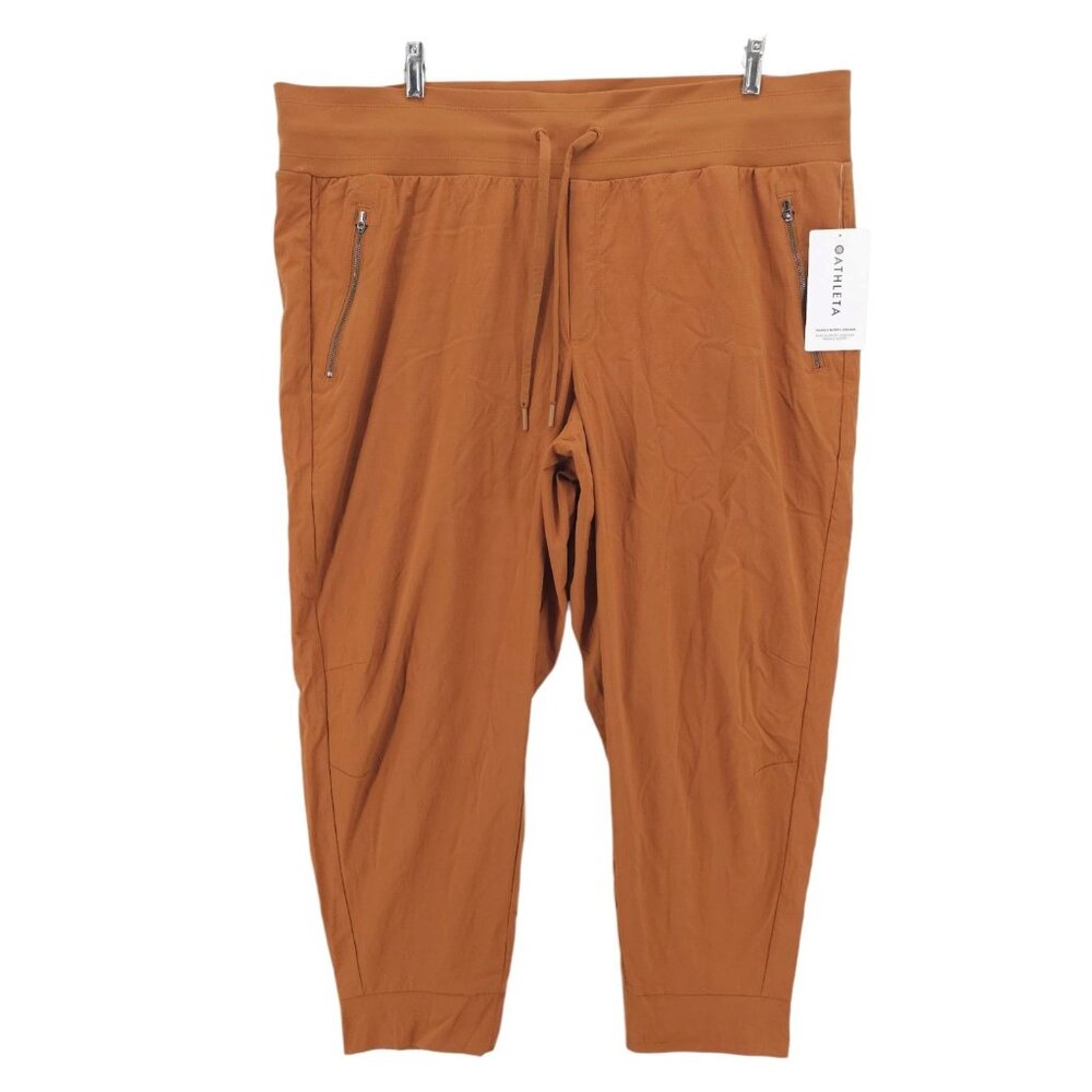 NWT ATHLETA Trekkie North Jogger Cattail Brown Stretch Drawstring PLUS Size 22